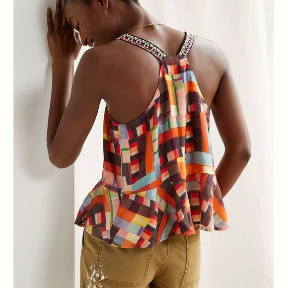 Anthropologie Pilcro Abstract Peplum Tank Top XS - Picture 4 of 4
